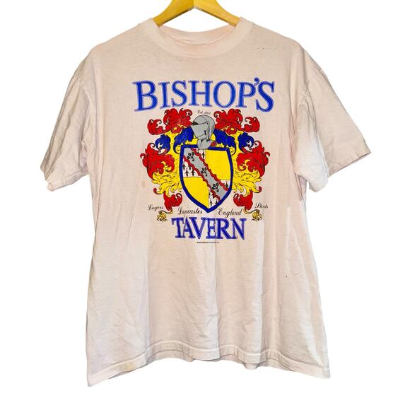 Vintage Single Stitch Bishops Tavern T-Shirt Lancaster England USA LG Tharshed - Picture 1 of 13